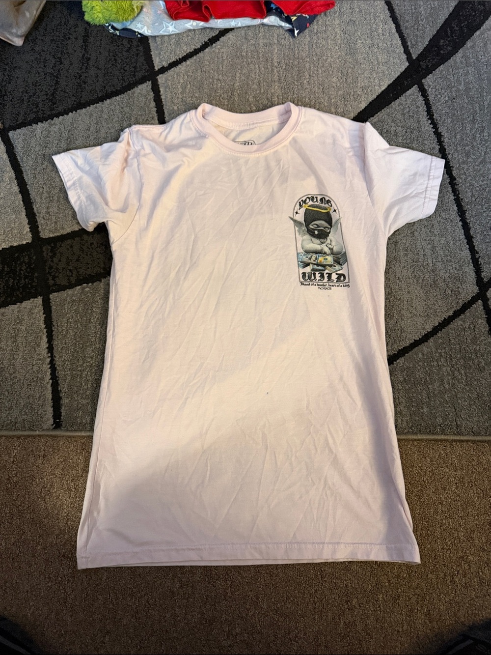 Kids Graphic Tee - Light Pink Police Bear Design
